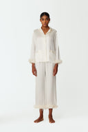 Ezra Pearl White Silk Lounge Pyjama Set