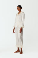 Ezra Pearl White Silk Lounge Pyjama Set