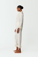 Ezra Pearl White Silk Lounge Pyjama Set