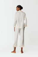 Ezra Pearl White Silk Lounge Pyjama Set
