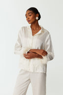 Ezra Pearl White Silk Lounge Pyjama Set