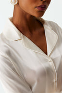 Ezra Pearl White Silk Lounge Pyjama Set