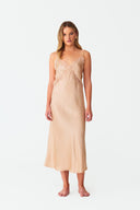 Dahab Champagne Gold Silk Long Nightie