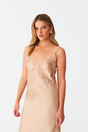 Dahab Champagne Gold Silk Long Nightie