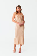 Dahab Champagne Gold Silk Long Nightie