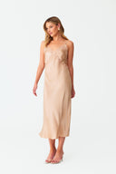 Dahab Champagne Gold Silk Long Nightie