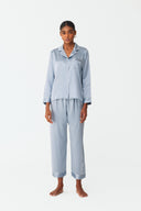 Maramé Celeste Blue Cropped Silk Pyjama Set