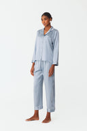 Maramé Celeste Blue Cropped Silk Pyjama Set