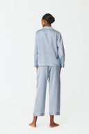 Maramé Celeste Blue Cropped Silk Pyjama Set