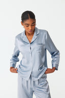 Maramé Celeste Blue Cropped Silk Pyjama Set