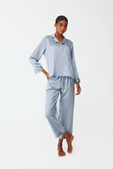 Maramé Celeste Blue Cropped Silk Pyjama Set