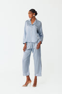 Maramé Celeste Blue Cropped Silk Pyjama Set