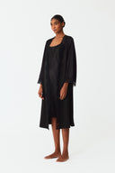 Vesper Classic Black Lace Silk Dress Set