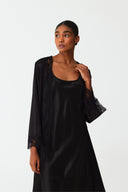 Vesper Classic Black Lace Silk Dress Set