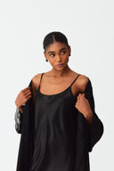 Vesper Classic Black Lace Silk Dress Set