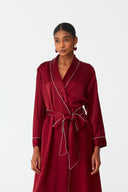 Olla Deep Burgundy Silk Long Robe