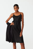 Vesper Classic Black Lace Silk Dress Set