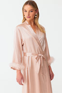 Ezra Blush Pink Lace Silk Robe