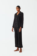 Moonlit Classic Black Lace Silk Pyjama Set
