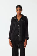 Moonlit Classic Black Lace Silk Pyjama Set