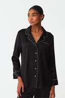Moonlit Classic Black Lace Silk Pyjama Set