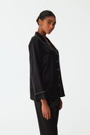 Moonlit Classic Black Lace Silk Pyjama Set