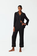 Moonlit Classic Black Lace Silk Pyjama Set