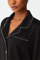 Moonlit Classic Black Lace Silk Pyjama Set