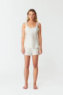 Aura Ivory White Silk Cami Set