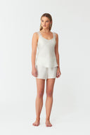 Aura Ivory White Silk Cami Set