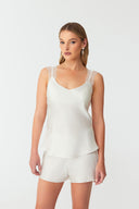 Aura Ivory White Silk Cami Set