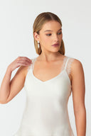 Aura Ivory White Silk Cami Set