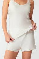 Aura Ivory White Silk Cami Set