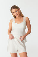 Aura Ivory White Silk Cami Set