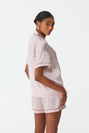 Dilia Monogram Print Silk Short Pyjama Set