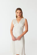 Ethereal Pearl White Silk Nightdress