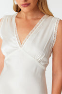 Ethereal Pearl White Silk Nightdress