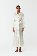 Olla Pearl White Silk Long Robe