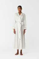 Olla Pearl White Silk Long Robe