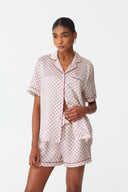 Dilia Monogram Print Silk Short Pyjama Set