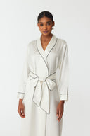 Olla Pearl White Silk Long Robe