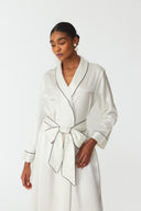 Olla Pearl White Silk Long Robe