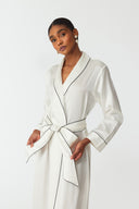Olla Pearl White Silk Long Robe