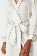 Olla Pearl White Silk Long Robe