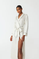 Olla Pearl White Silk Long Robe