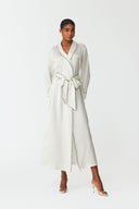 Olla Pearl White Silk Long Robe