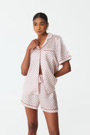 Dilia Monogram Print Silk Short Pyjama Set