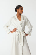 Olla Pearl White Silk Long Robe