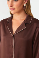Dilia Warm Brown Classic Silk Pyjama Set