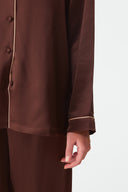 Dilia Warm Brown Classic Silk Pyjama Set